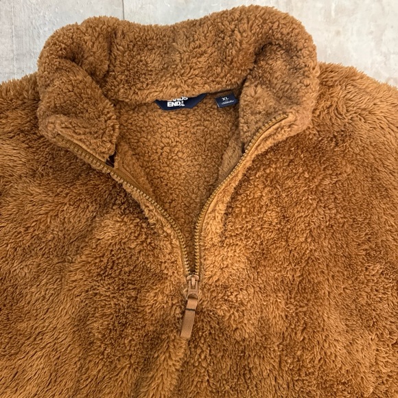 Lands End Womens Brown Quarter Zip Teddy Bear Fleece Jacket XL SOFT Pockets - Picture 2 of 10
